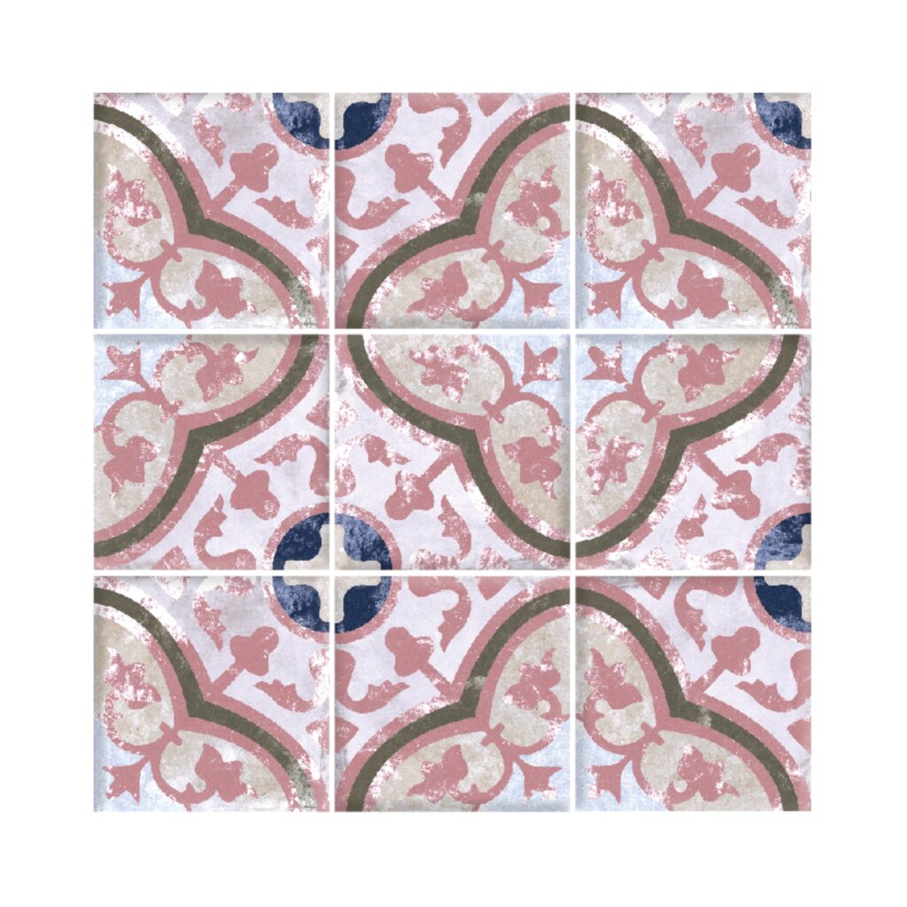 Carreau de ciment Chandelier Rose 20x20