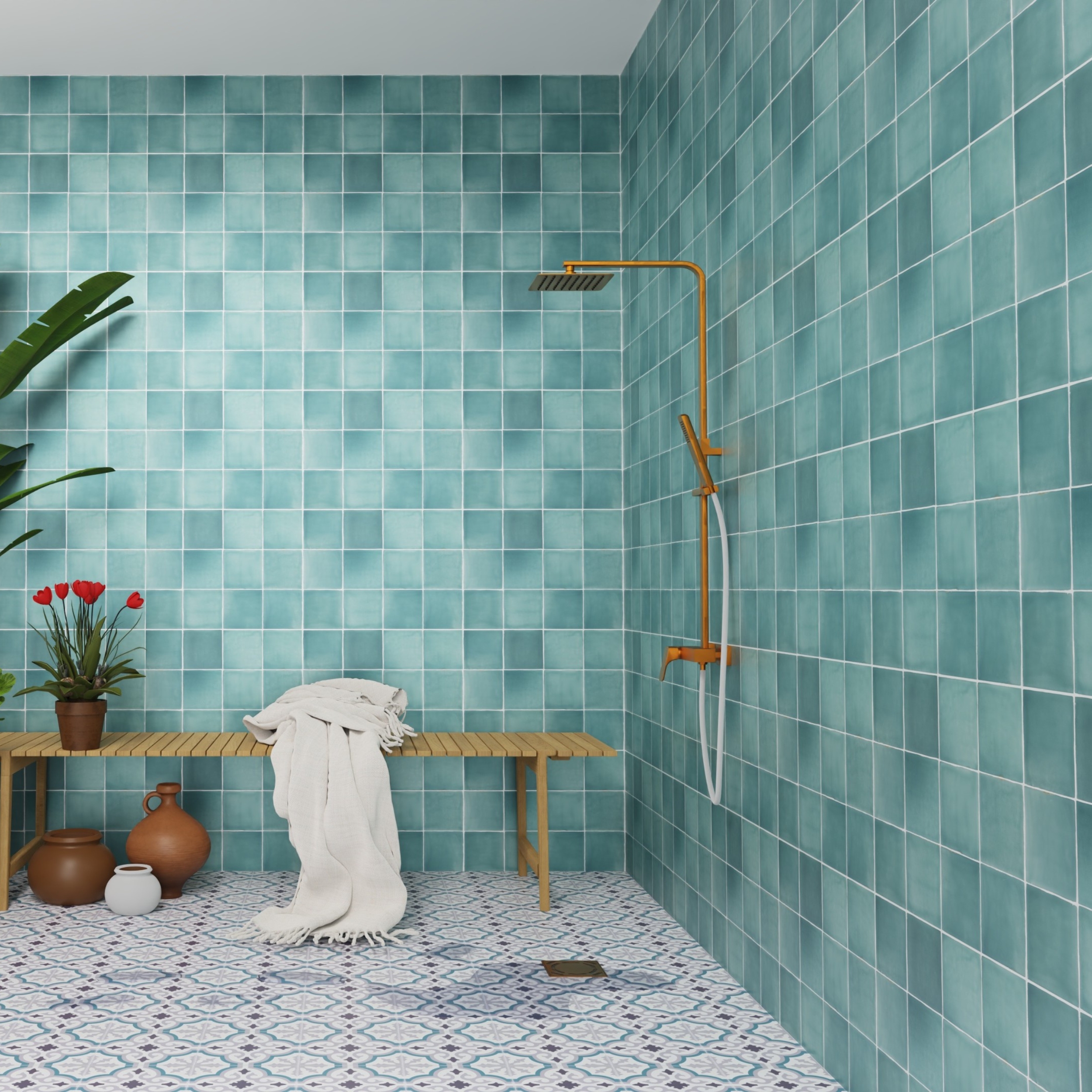 Carrelage Zellige Casablanca Bleu Aube 13x13 - 1