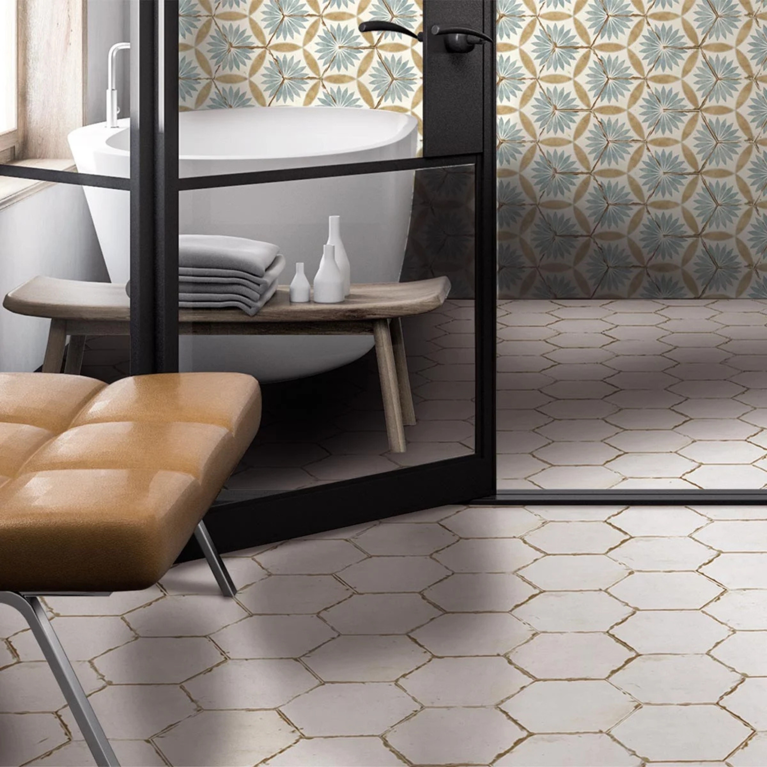 Carreau de ciment Lino White Bohemia 21x25 - 3