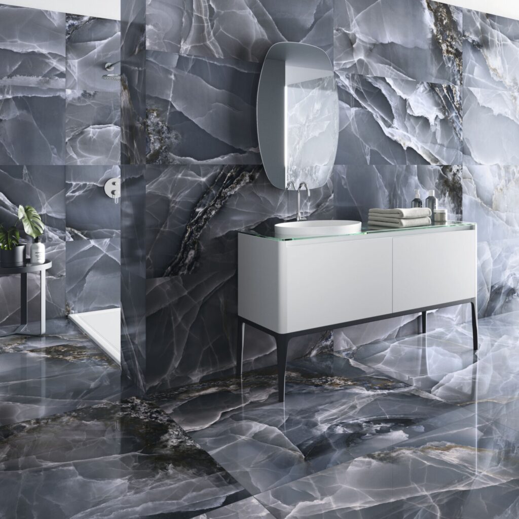 Carrelage Marbre Onyx Bleu Brillant Pulido