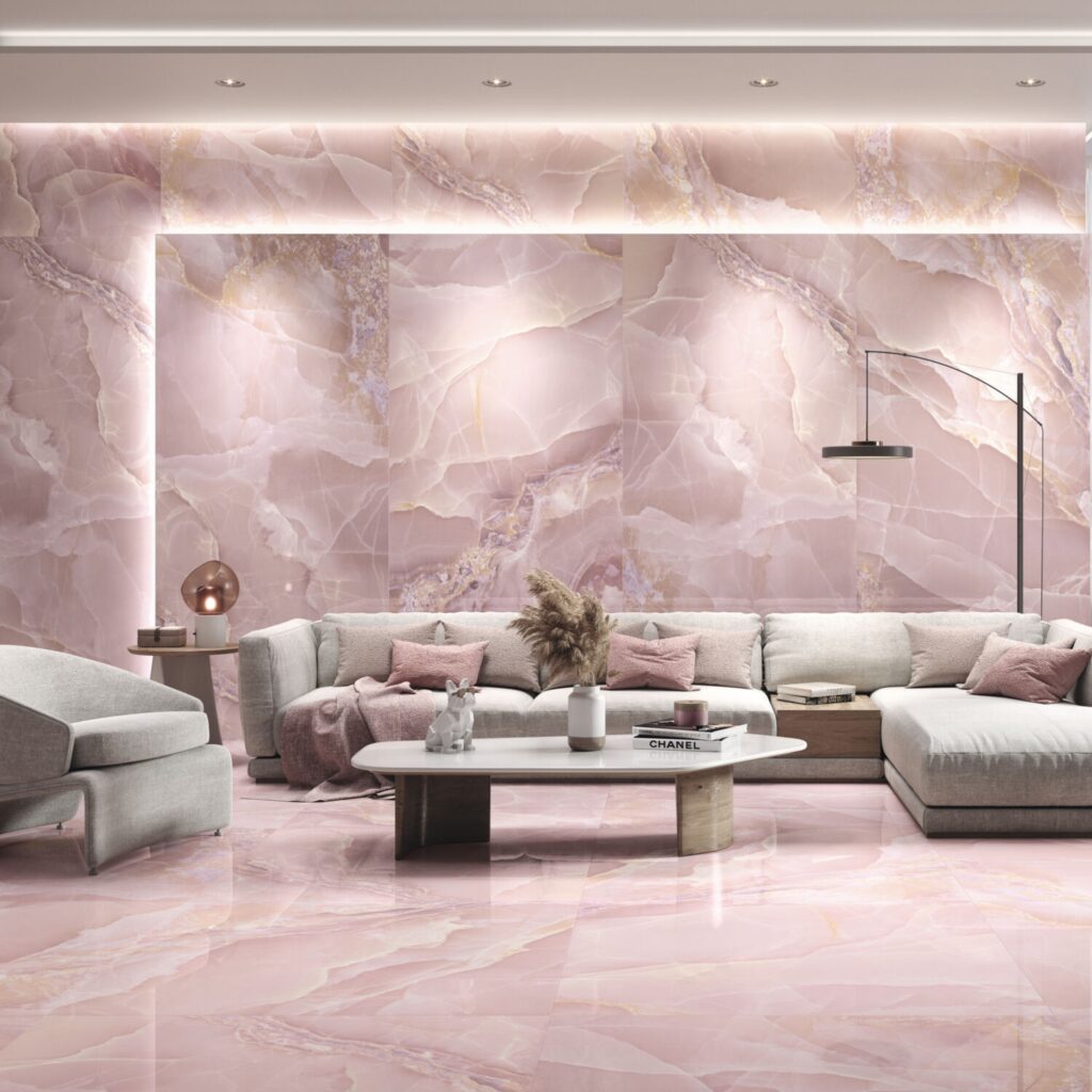 Carrelage Marbre Onyx Rose Brillant Pulido