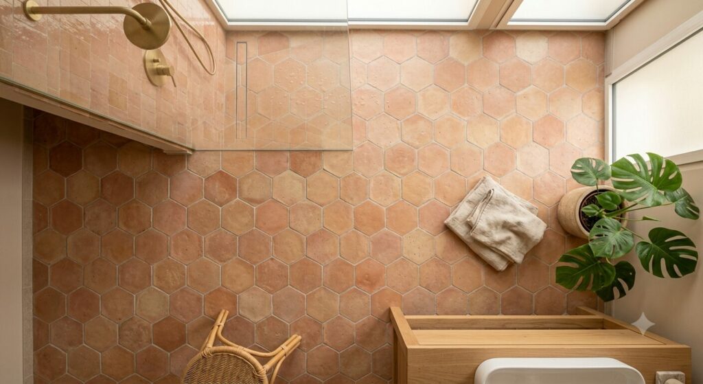Carrelage terracotta salle de bain 2