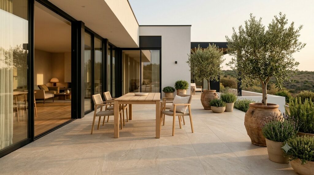 carrelage pierre beige terrasse
