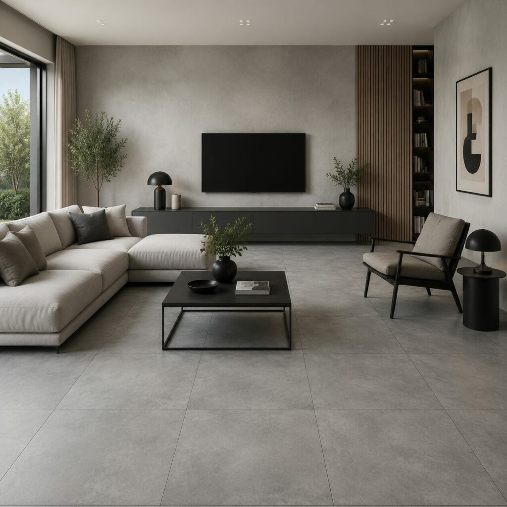 salon effet béton