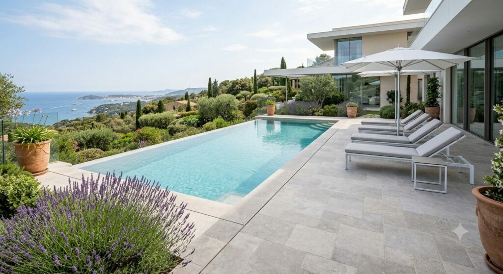 travertin tour de piscine grands formats