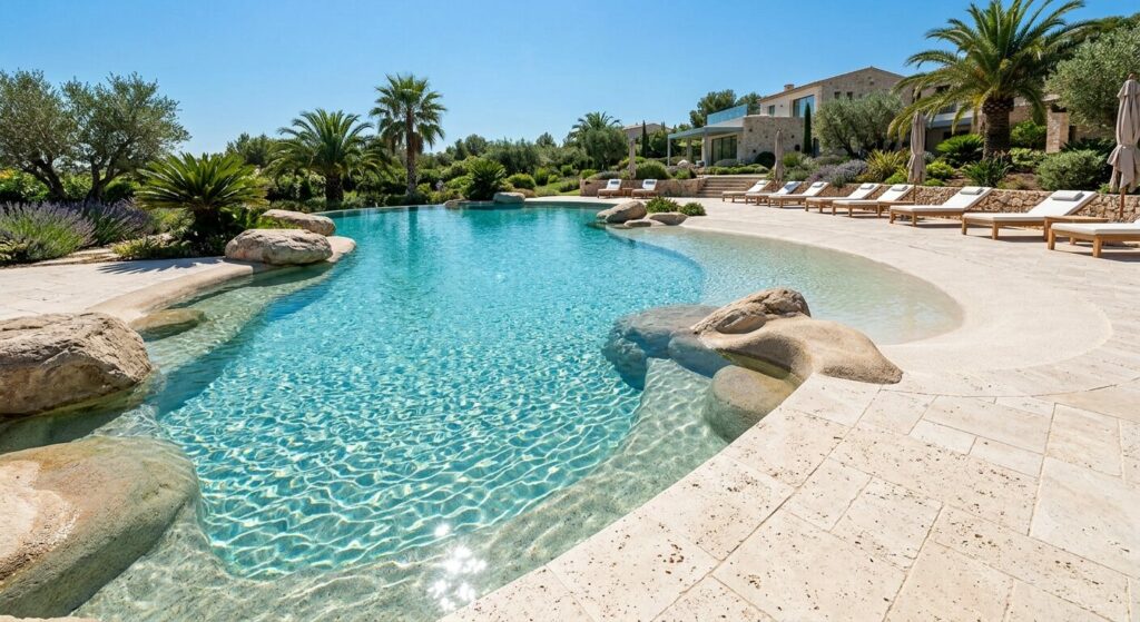 travertin tour de piscine beige